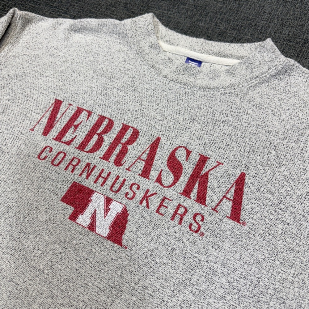 Nebraska Cornhuskers Sweatshirt Womens XXL Gray 3/4 Sleeve Knit Bottom Drawers